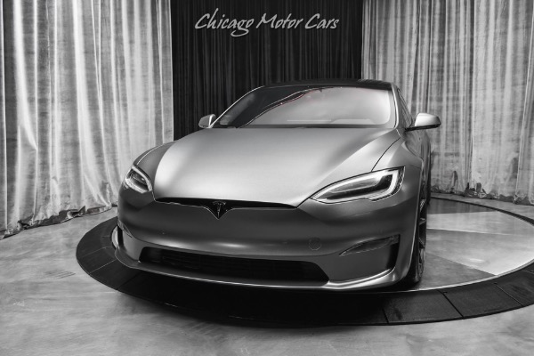 Used-2021-Tesla-Model-S-Plaid-Sedan-Autopilot-Matte-Gray-Wrap-Vossen-Hybrid-Forged-Wheels