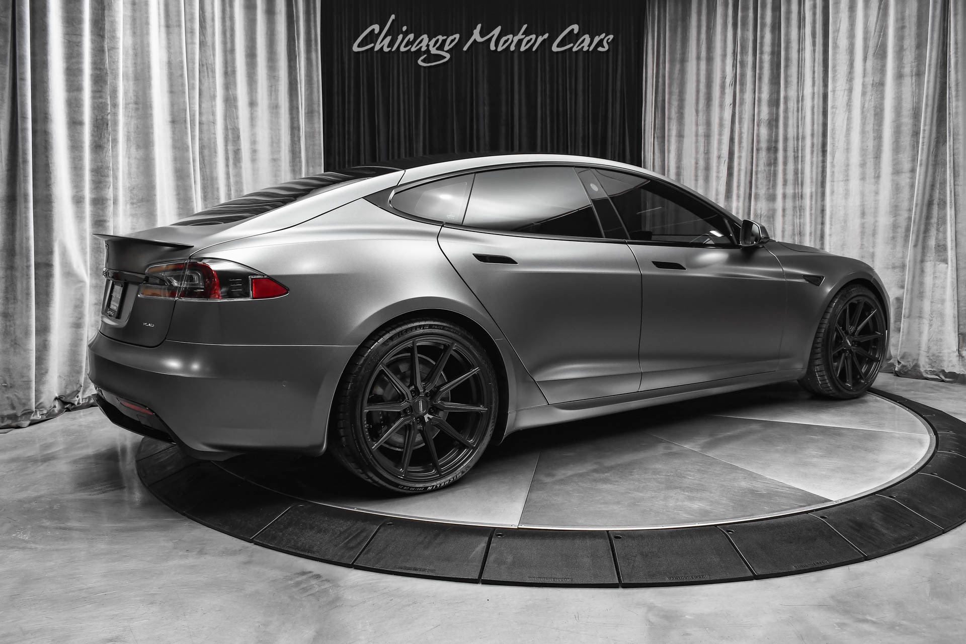 Used-2021-Tesla-Model-S-Plaid-Sedan-Autopilot-Matte-Gray-Wrap-Vossen-Hybrid-Forged-Wheels