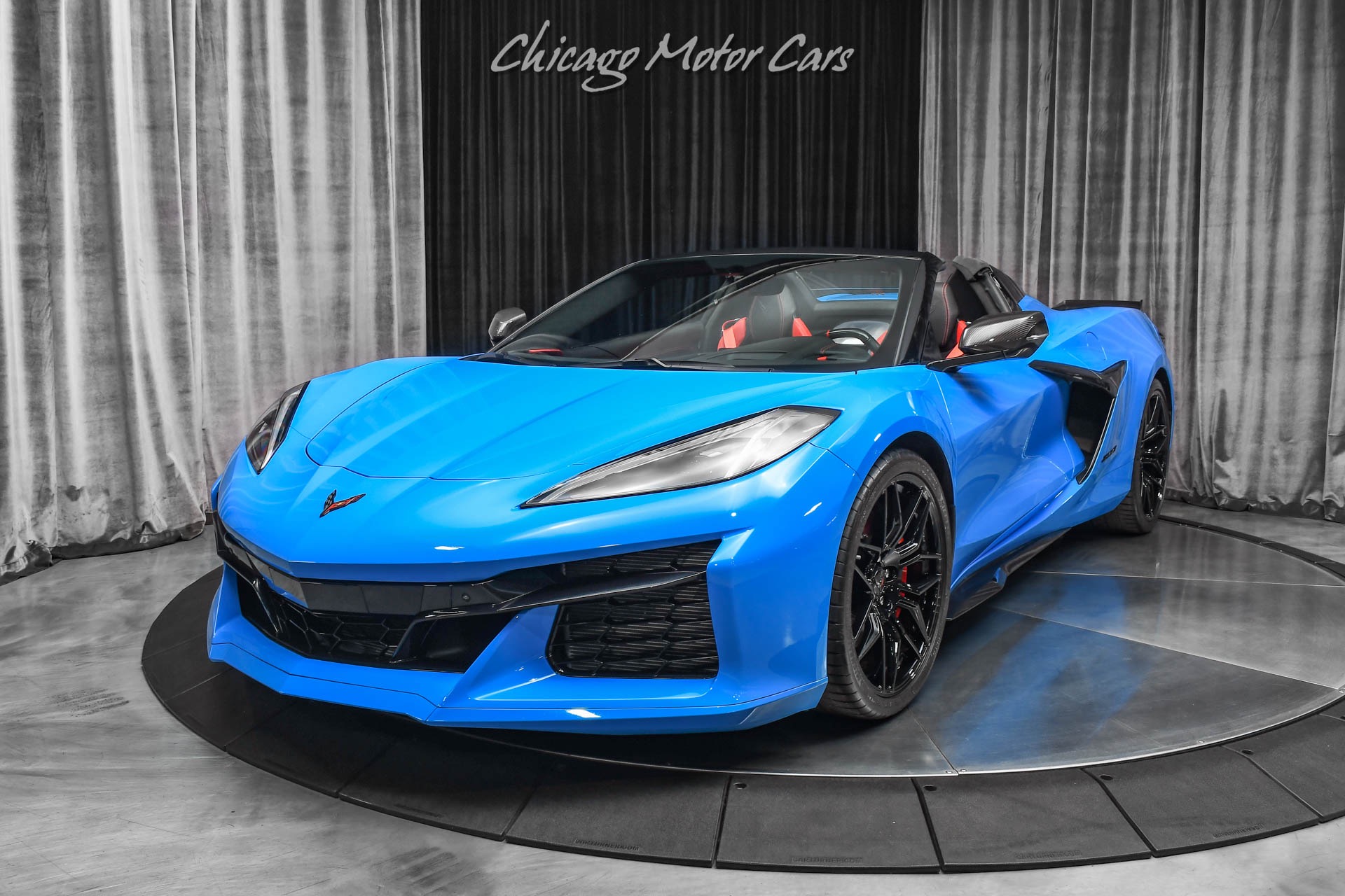 Used-2023-Chevrolet-Corvette-Z06-Convertible-3LZ-Rapid-Blue-Red-Interior-LOADED-Carbon-Fiber-Upgrades