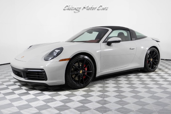 Used-2023-Porsche-911-Targa-4S-Only-789-Miles-Rare-Chalk-Paint-Bordeaux-Red-Interior-Front-end-Lifter