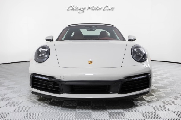 Used-2023-Porsche-911-Targa-4S-Only-789-Miles-Rare-Chalk-Paint-Bordeaux-Red-Interior-Front-end-Lifter