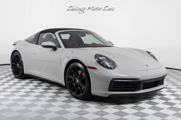 Used-2023-Porsche-911-Targa-4S-Only-789-Miles-Rare-Chalk-Paint-Bordeaux-Red-Interior-Front-end-Lifter