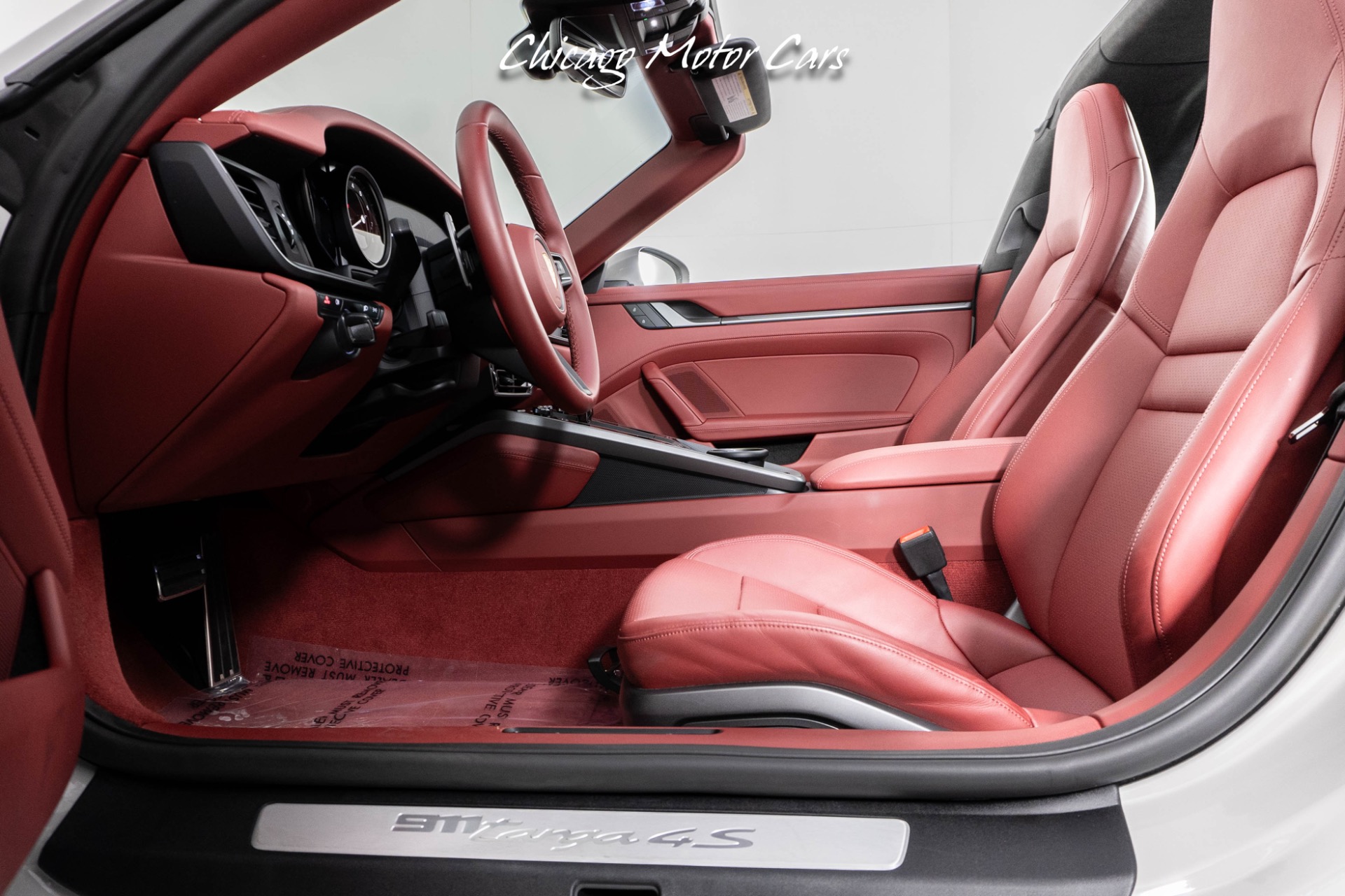 Used-2023-Porsche-911-Targa-4S-Only-789-Miles-Rare-Chalk-Paint-Bordeaux-Red-Interior-Front-end-Lifter