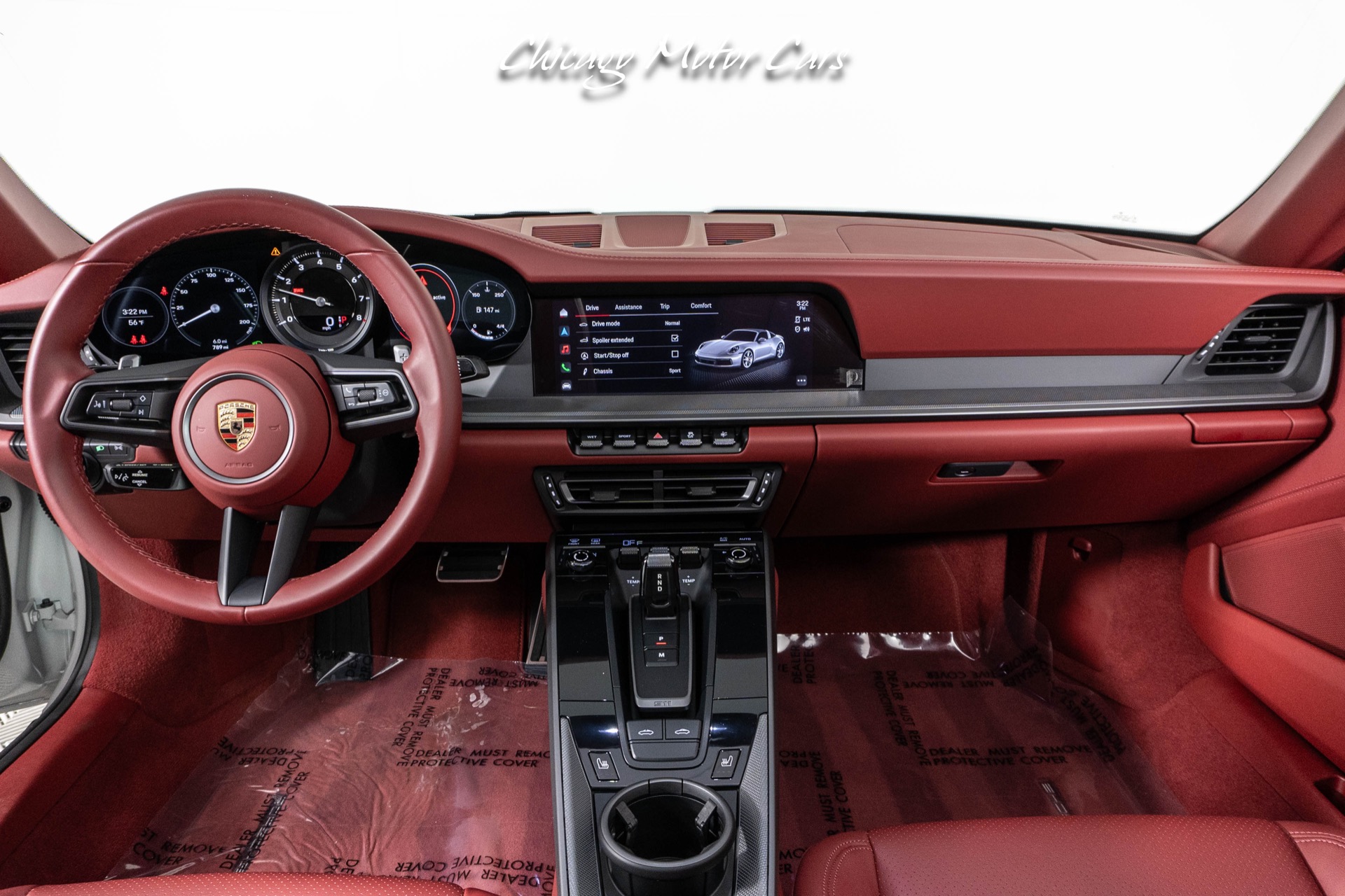 Used-2023-Porsche-911-Targa-4S-Only-789-Miles-Rare-Chalk-Paint-Bordeaux-Red-Interior-Front-end-Lifter