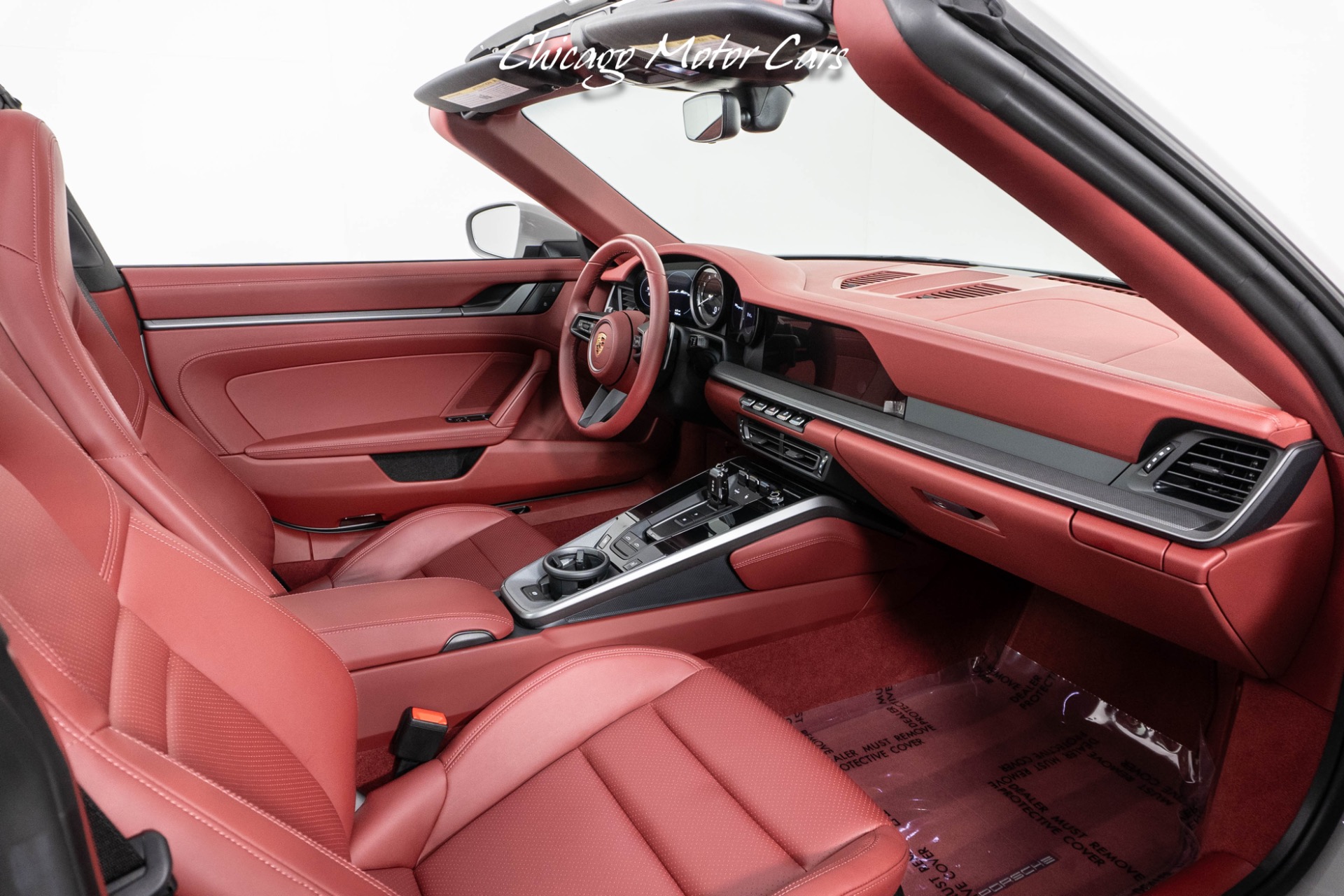 Used-2023-Porsche-911-Targa-4S-Only-789-Miles-Rare-Chalk-Paint-Bordeaux-Red-Interior-Front-end-Lifter