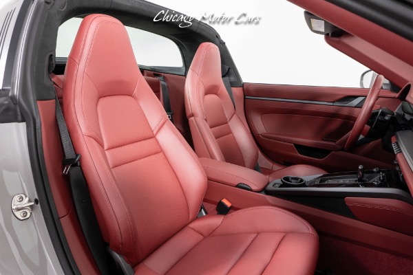 Used-2023-Porsche-911-Targa-4S-Only-789-Miles-Rare-Chalk-Paint-Bordeaux-Red-Interior-Front-end-Lifter