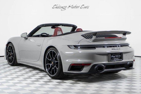 Used-2024-Porsche-911-Turbo-S-Cabriolet-Only-55-Miles-Chalk-Over-Bordeaux-Red-Sport-Exhaust-Front-End-Lifter