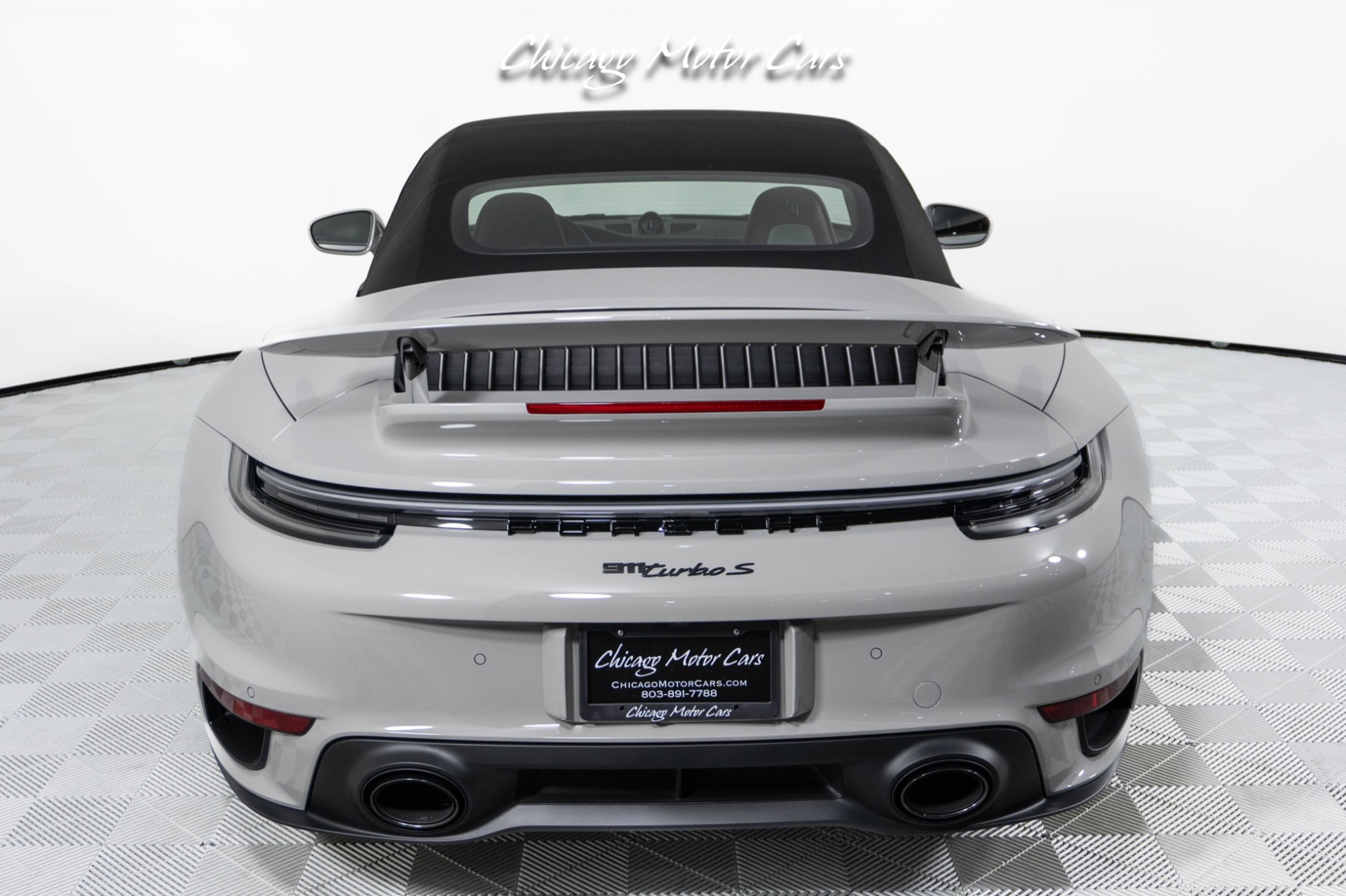 Used-2024-Porsche-911-Turbo-S-Cabriolet-Only-55-Miles-Chalk-Over-Bordeaux-Red-Sport-Exhaust-Front-End-Lifter