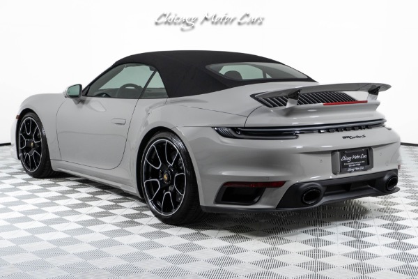 Used-2024-Porsche-911-Turbo-S-Cabriolet-Only-55-Miles-Chalk-Over-Bordeaux-Red-Sport-Exhaust-Front-End-Lifter