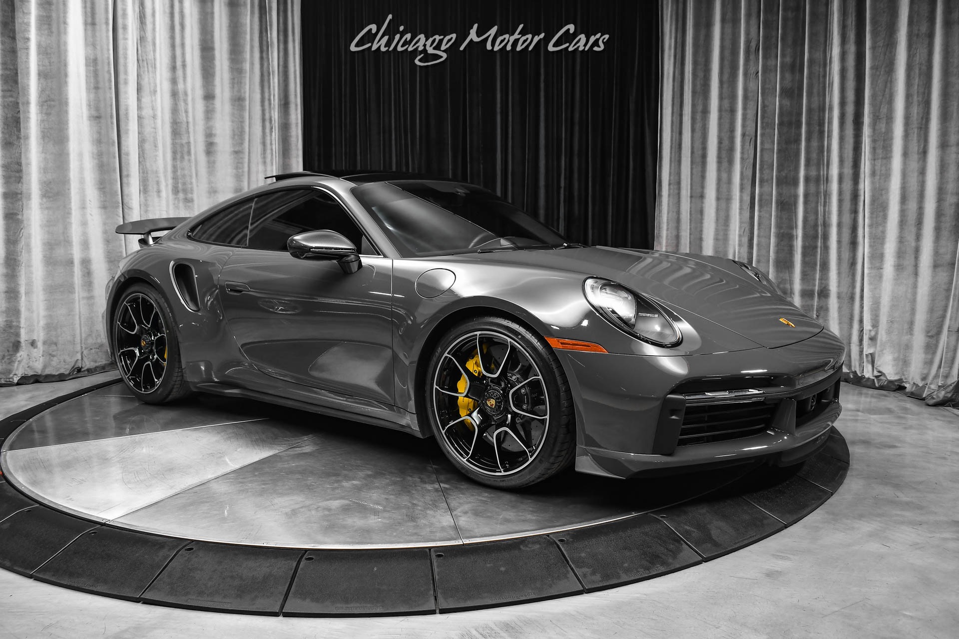 Used-2021-Porsche-911-Turbo-S-Coupe-Highly-Desired-PTS-Grey-Black-4k-Miles-Burmester-Front-PPF