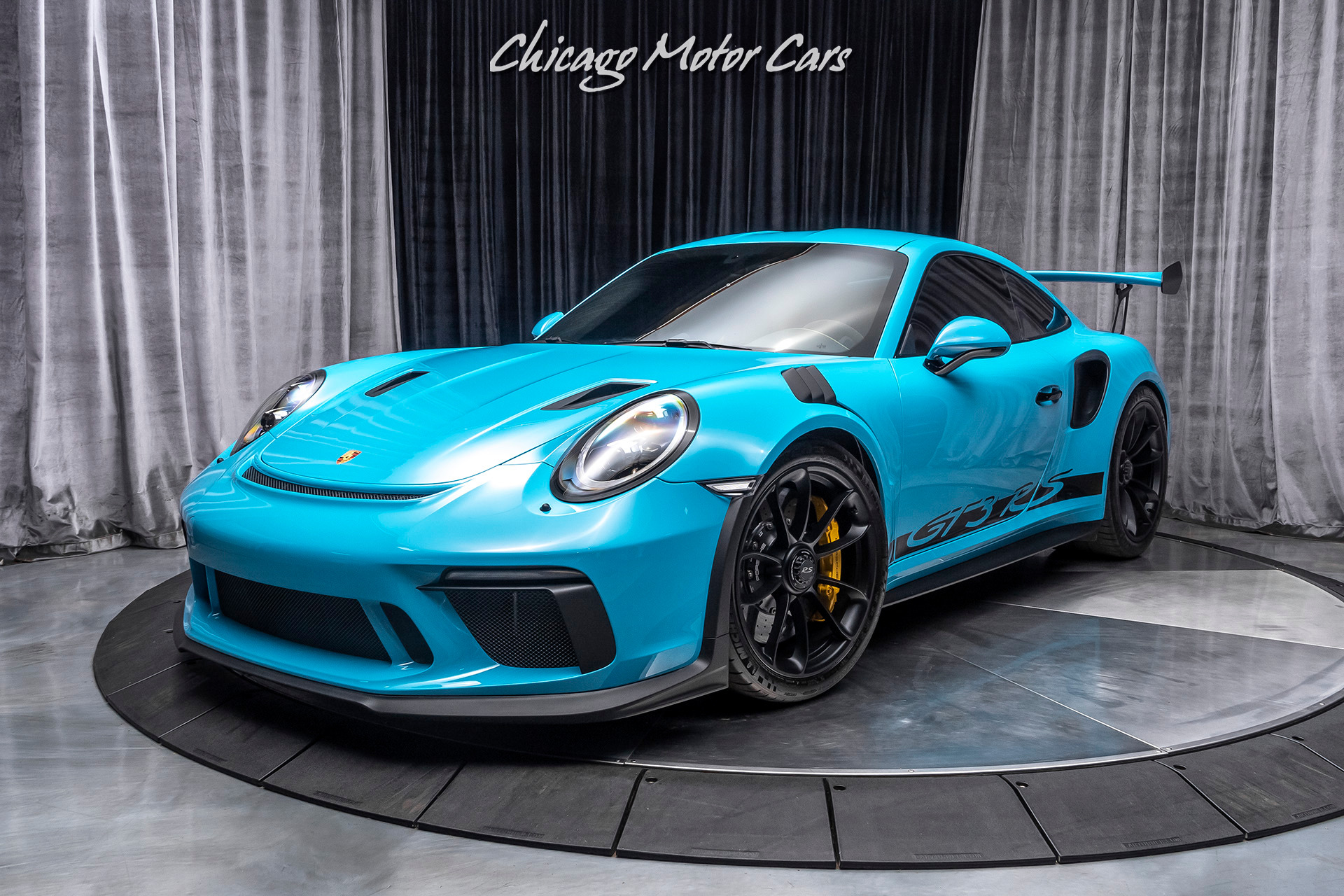 Used 19 Porsche 911 Gt3 Rs Coupe Miami Blue Only 2800 Miles Loaded For Sale Special Pricing Chicago Motor Cars Stock