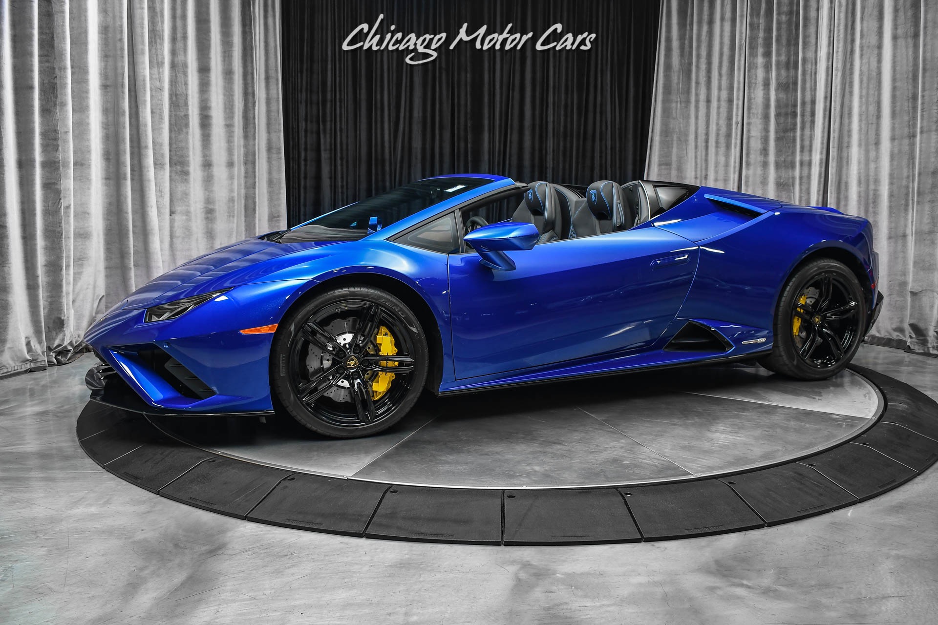 Used 2021 Lamborghini Huracan Evo Spyder Stunning Blu Sideris Paint Q Citura Stitching 468 Miles For Sale 307 800 Chicago Motor Cars Stock Mla16031